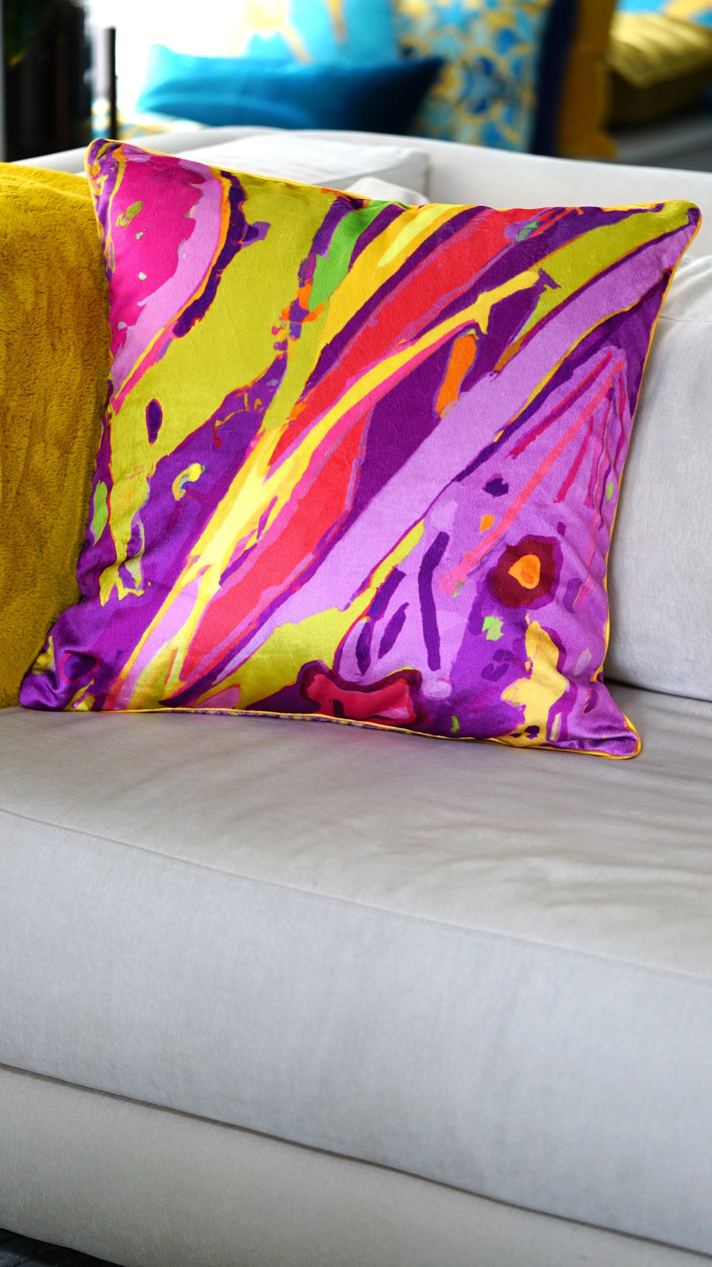 Tropical Paradise Velvet Throw Pillow (Cushion) Cover