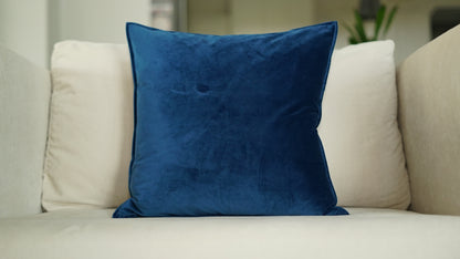 Deep Blue Solid Throw Pillow Cover