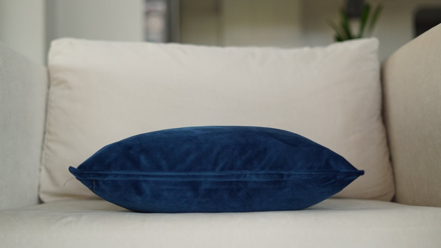 Deep Blue Solid Throw Pillow Cover