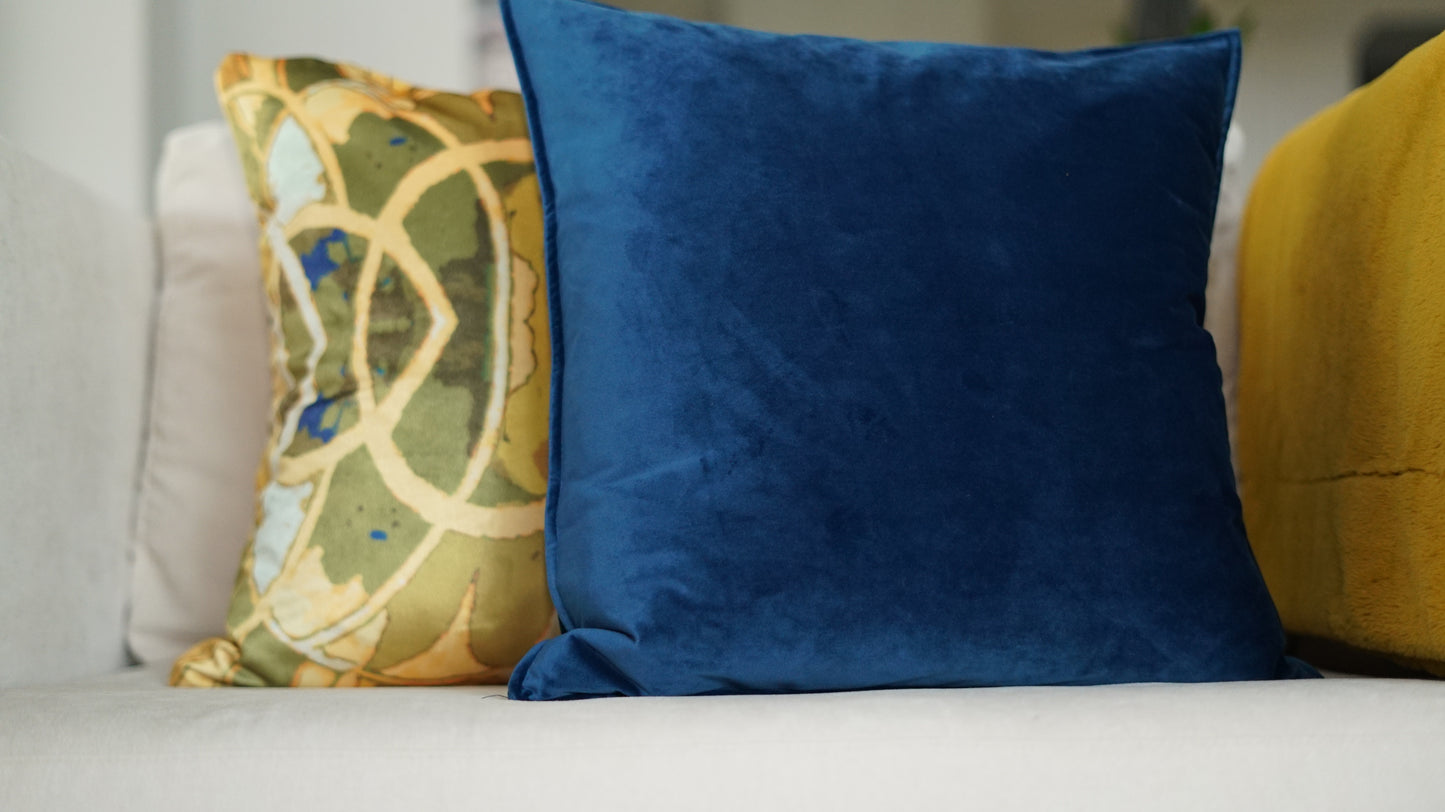 Deep Blue Solid Throw Pillow Cover